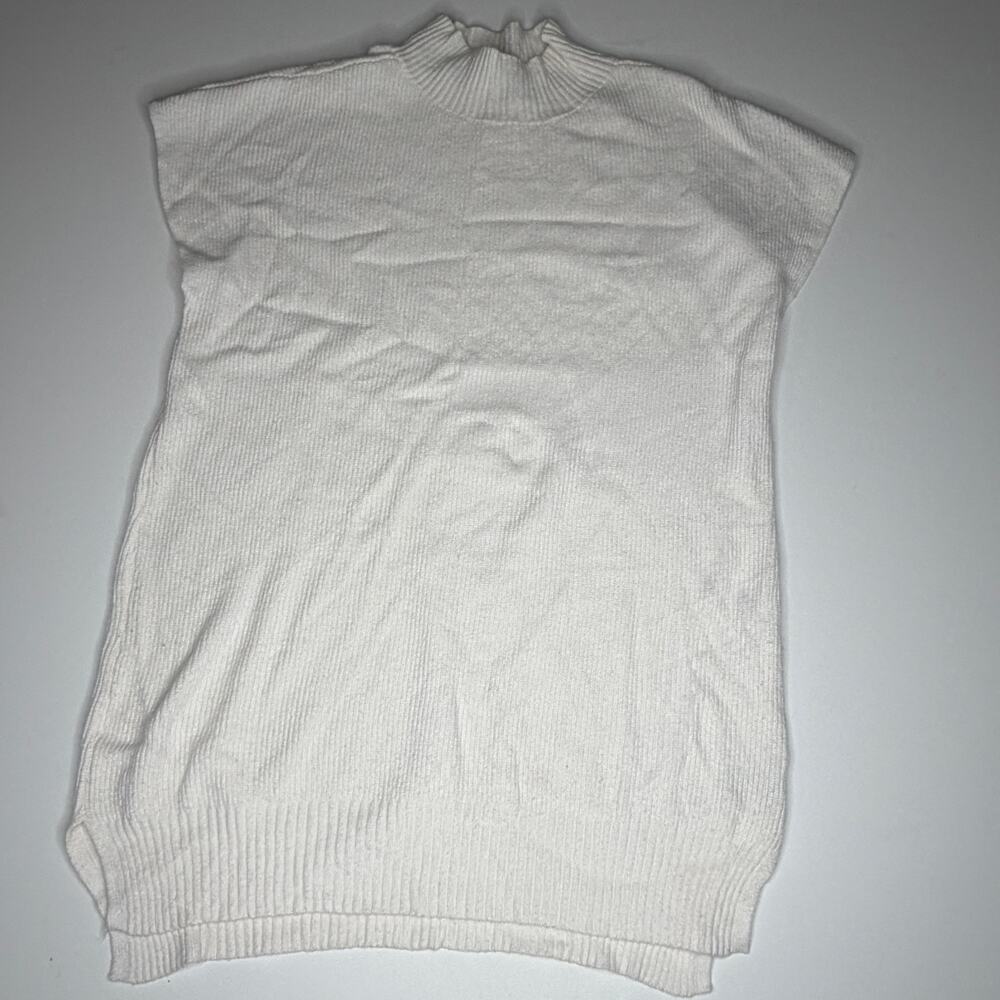 Cyrus White Dolman Short Sleeve Tunic Sweater Small